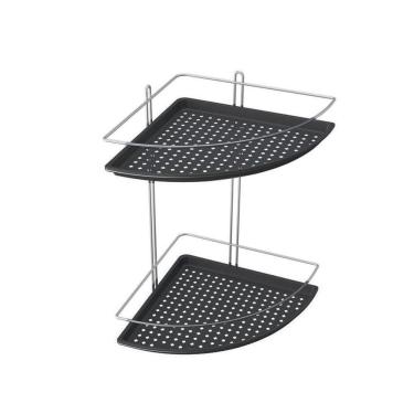 Imagem de Porta Shampoo De Canto Duplo Aço Com Fundo Plástico - Stolf Preto