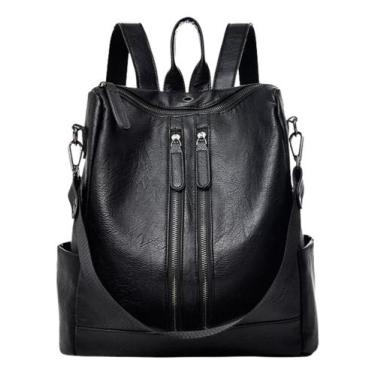 Imagem de Mochila Feminina de material sintético Casual Bolsa de Viagem Cor:Pret