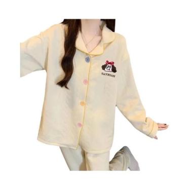 Imagem de Conjunto De Pijamas Femininos Macios Com Bordado, Moda Fofa 2 Peças, R