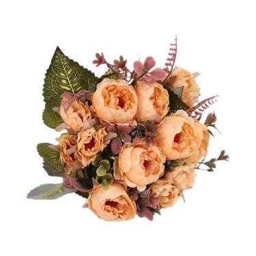 Imagem de Flor Artificial Rosa Peônia Ronghua Para Decoração De Casa E Casamento