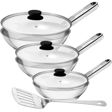 Imagem de Jogo de Frigideiras com Tampa Tramontina Allegra 3Pçs com Espátula em 