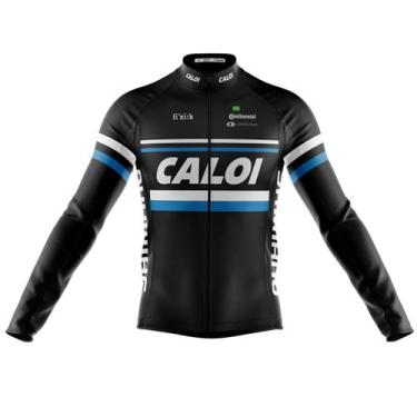 Imagem de Camisa Ciclismo Caloi Manga Longa Zíper Full Fitness Dry Fit -, Preto,