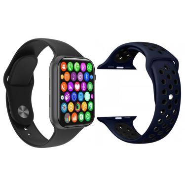 Imagem de Kit Smartwatch Iwo8 Lite Plus Preto + Pulseira Azul E Preto