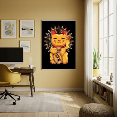 Imagem de Quadro Decorativo Maneki Neko - Gato da Sorte - 70x50cm