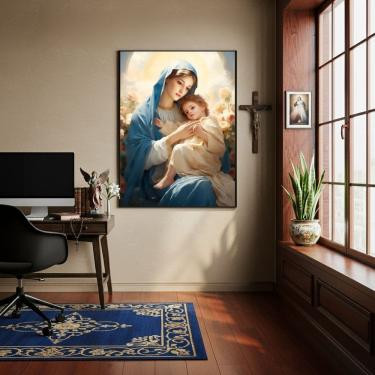 Imagem de Quadro Maria Com Menino Jesus  - 70x50cm