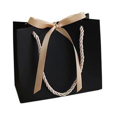 Imagem de Sacolas De Presente Kraft Rosa Com Alça Dourada 20pcs Sacolas De Papel