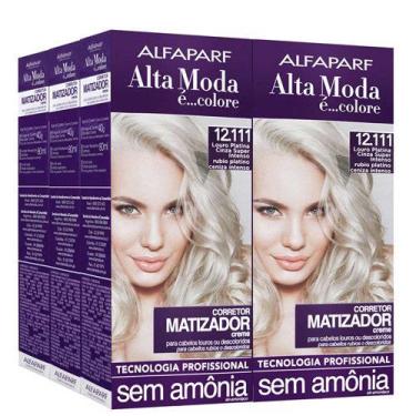 Imagem de Alta Moda kit c/6 Corretor Matizador 12.111 Louro Platina Cinza Super 