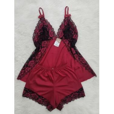 Imagem de Baby Doll Suede Bicolor 38 ao 52 Pijama Plus Size Confortável - Sem ma