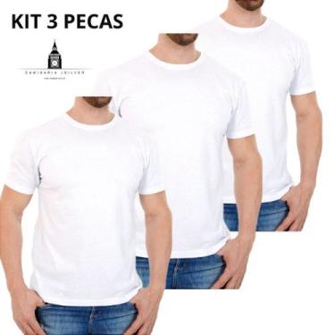 Imagem de KIT 3 Camiseta BRANCA T-SHIRT Casual 100% Algodão Penteado - J SILVER,