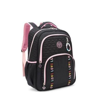 Imagem de Mochila Juvenil Feminina Love Matelassê Kika KK24M07 Cor:Rosa, Rosa