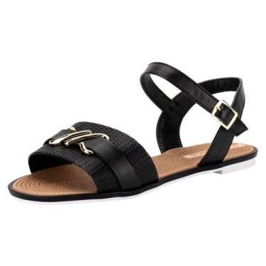 Imagem de Sandália feminina flat moleca 5297473, Preto, 37