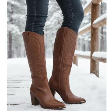 Imagem de Bota Texana Bico Fino Via Marte Feminino Couro Legitimo, Masco, 36