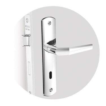 Imagem de Fechadura Popline Reta Interna Espelho Cromado 40mm Esp26 40x53 Sopran