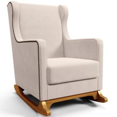 Imagem de Poltrona De Amamentação Com Balanço Mavie L02 Suede Bege - Lyam Decor