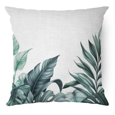 Imagem de Capa para Almofada Folhagem 43cm X 43cm Authentic Verde / Branco