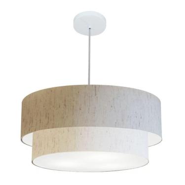 Imagem de Lustre Pendente Duplo Cilíndrico Md-4357 com Cúpula em Tecido LINHO BEGE Vivare Brasil Iluminação