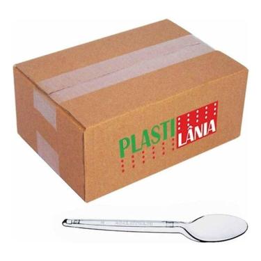 Imagem de Colher Plástica para Sobremesa Sobremesa Plastilânia Cristal Descartável