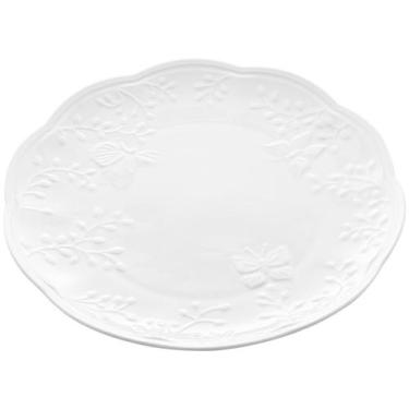 Imagem de Prato Raso Avulso de Porcelana  Butterfly Flower Branco 27cm - Lyor
