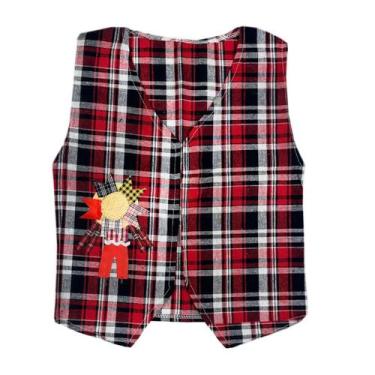 Imagem de Blusa Xadrez Infantil Menino Colete Festa Junina São João Arraia Dança