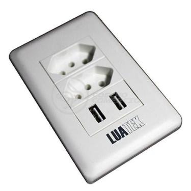 Imagem de Tomada de Parede com USB Modelo Luxo Dupla 10A com 2 Portas USB 5V Biv