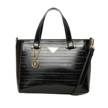 Imagem de Bolsa Feminina Rafitthy Tote Média Verniz Preto, Preto, Único