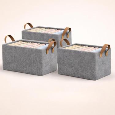 Imagem de Caixa Organizadora Dobrável 25L para Guarda Roupa Gaveta Cesto Organiz