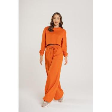 Imagem de Calça Feminina Moletom sem Felpa Just Basic, Laranja escuro, M