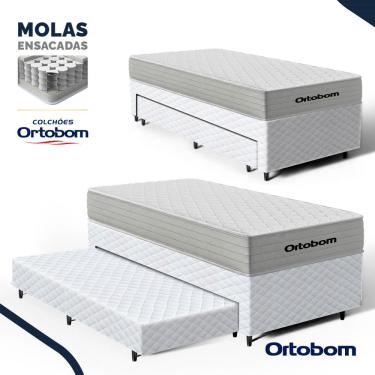 Imagem de Cama Box com Colchão de Molas Ensacadas Ortobom One Face Plenno Superpocket + Auxiliar...