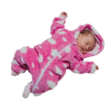 Imagem de Macacão bebê fofinho estampado com capuz - baby joy, P 0 Á 3 MESES, Ro