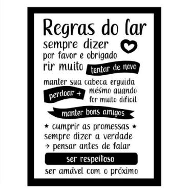 Imagem de Quadro "Regras do Lar Sempre dizer por favor e obrigado." - TraçosArte