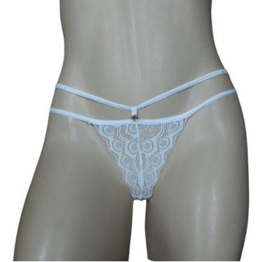 Imagem de Calcinha Tanga Fio Dental Em Renda Pedraria Stras Preciosa - ÍNTIMA DE