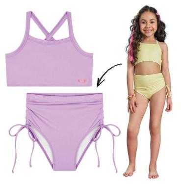 Imagem de Biquíni Infantil Menina Malha c/Proteção UV 50+ Lilás Kukiê, Lilás, 10