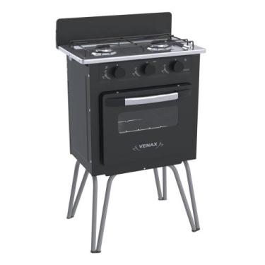 Imagem de Fogão 2 Bocas Simples Gemini Vetro Preto Fosco Gás GLP Com Forno GMV20