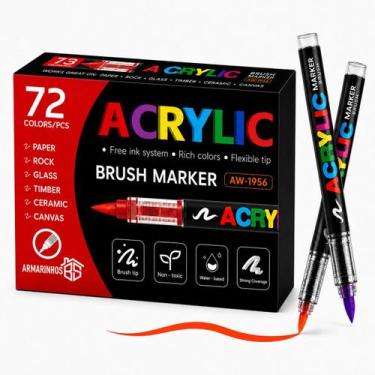Imagem de Kit Caneta Marcador Acrílica Brush Pen Pincel Para Lettering Artesanat