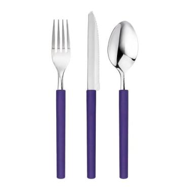 Imagem de Conjunto de Talheres 18 Peças Di Solle Millenium Roxo em Aço Inox C/ P