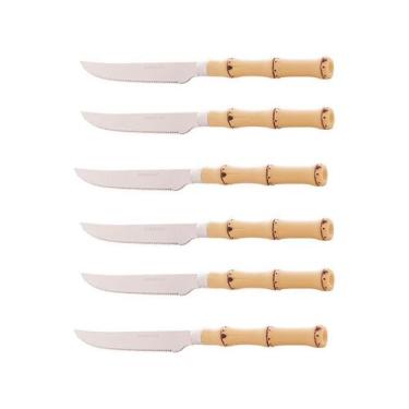 Imagem de Jogo de Facas para Churrasco Lyor Bambu Natural - 6 Peças