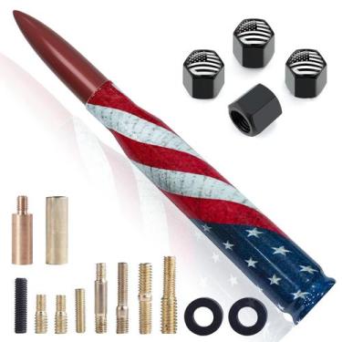 Imagem de Antena Engirette de 14 cm com tampas de válvula de bandeira americana