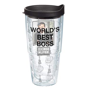 Imagem de Tervis O copo de viagem The Office Worlds Best Boss Made in USA com isolamento térmico de parede dupla mantém as bebidas frias e quentes, 680 g, clássico