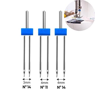 Imagem de 03 Agulha Dupla 3mm 4mm Costura Decorativa Máquina Doméstica