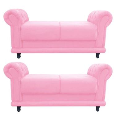 Imagem de Kit 02 Recamier Barcelona Suede Rosa Bebê