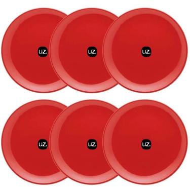 Imagem de Jogo De 6 Pratos Rasos Redondos 26cm Pratos De Plástico Vermelho UZ