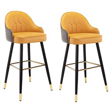 Imagem de Cadeira De Barra De Altura De 30"com Bancos De Barra Lombar, Altura Do Balcão Com Armas De Barstool Da Ilha De Cozinha, Assento Estofado De Pedestres De Couro Nappa, Para Bares, Café, Lounge, Pubs