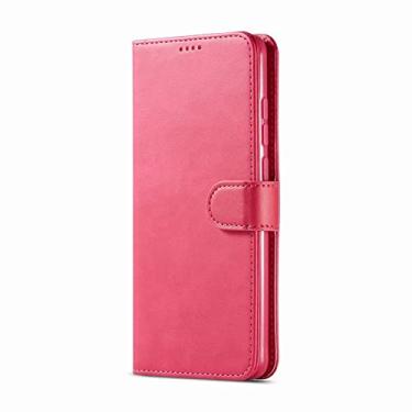 Imagem de Para xiaomi redmi note 9s capa de carteira de couro flip capa para xiaomi redmi note 9 pro max note9 estojo de livro magnético de luxo, rosa vermelha, para redmi note 9 pro