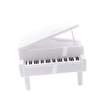 Imagem de Fenteer Cofrinho caixa em forma de piano artesanato colecionável ornamento de carro aniversário para crianças e crianças brinquedos caixas de dinheiro presente infantil, branco