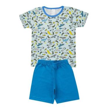 Imagem de Pijama Infantil Menino Camiseta Azul Mar - Kappes