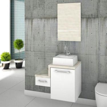 Imagem de Gabinete De Banheiro 65 Cm Moderno E Exclusivo Madeirado E Branco Lili