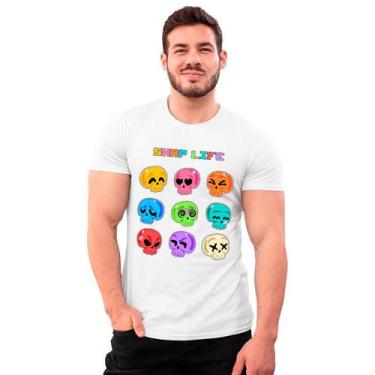 Imagem de Camiseta Algodão Caveiras Carton Coloridas Shap Life T-Shirt - Mecca