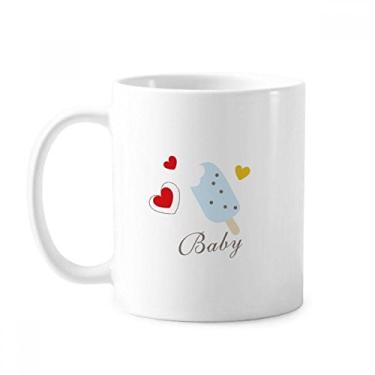 Imagem de Caneca de sorvete doce de cerâmica picolé azul coração caneca cerâmica xícara de porcelana de café louça