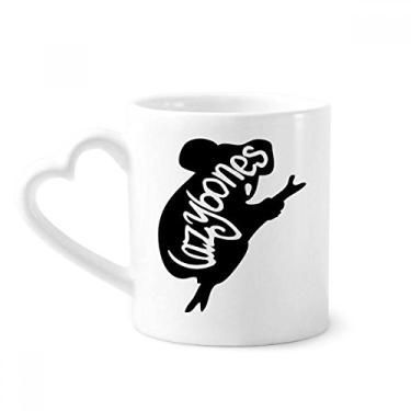 Imagem de Caneca natural com contorno de animal preguiça preta caneca de café cerâmica copo de coração de vidro