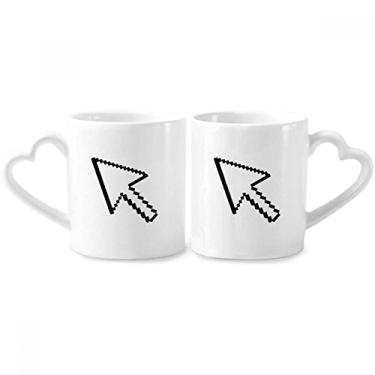 Imagem de Conjunto de canecas de porcelana para casais, mouse de computador, flecha, pixel, coração